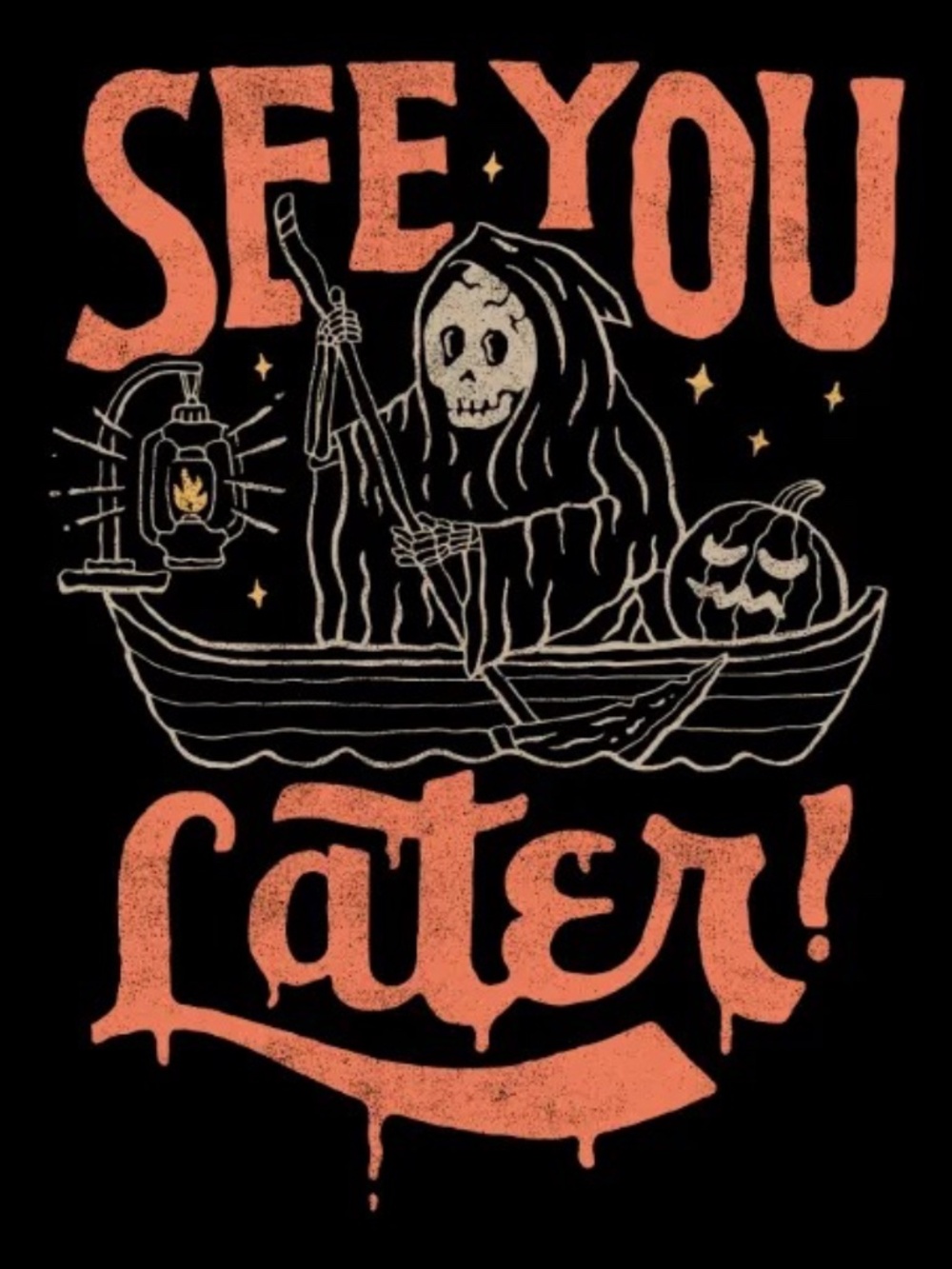 Wicked Clothes 'See You Later' Grim Reaper Black T-shirt Size Uni S